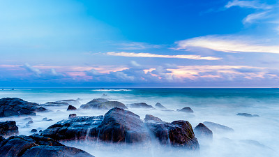 藍(lán)色,鐘面,加勒,斯里蘭卡,云景,環(huán)境,云,黃昏,海浪,自然美