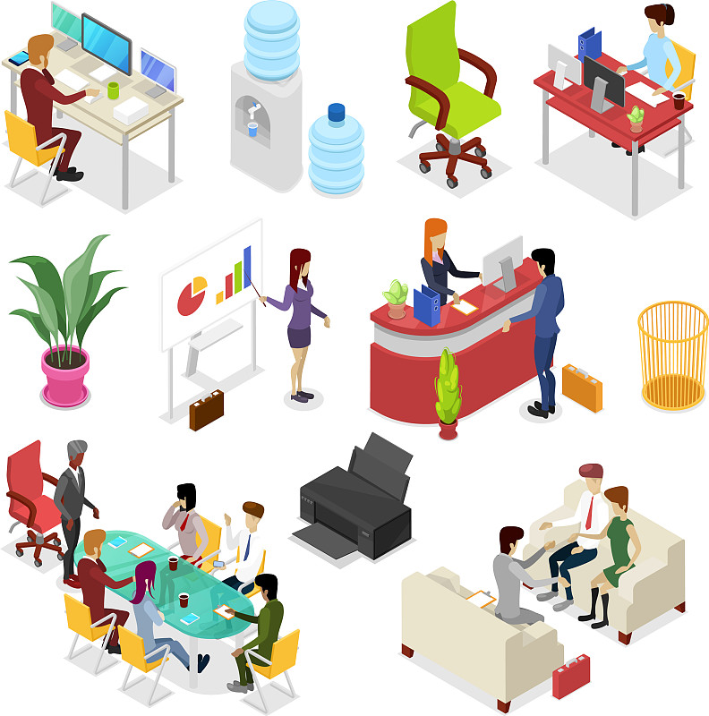 商务,办公室,三维图形,创造力,顾客,矢量,多代家庭,团队,办公室职员,布置-汇图网 www.huitu.com