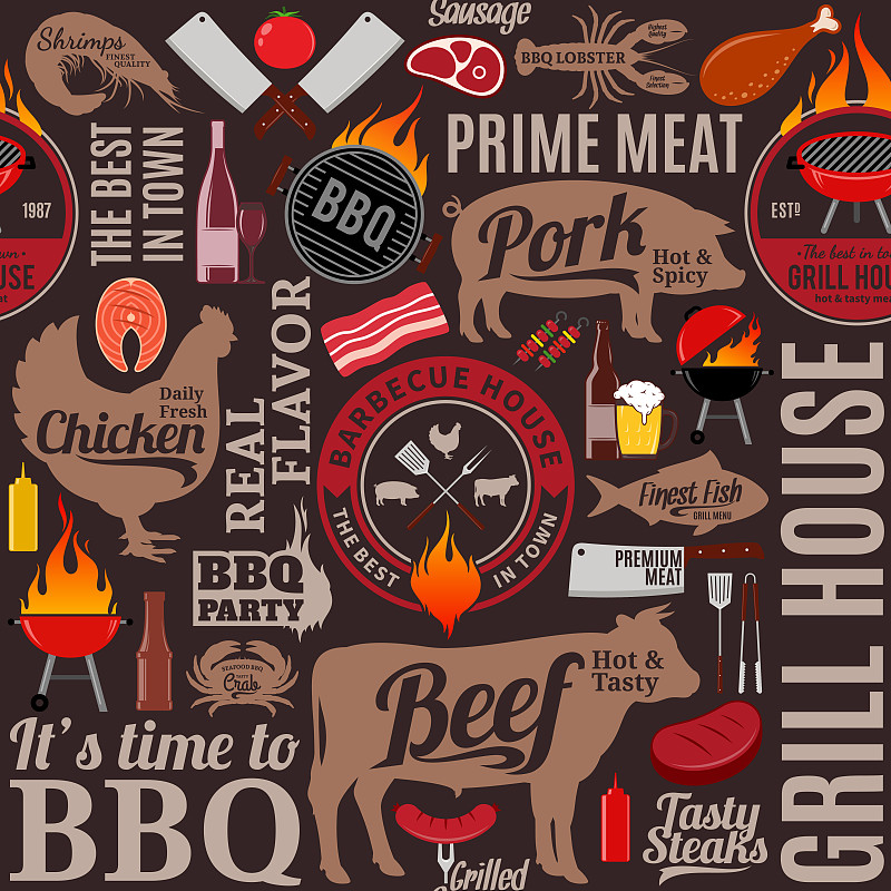 烤肉架,四方连续纹样,背景,矢量,蔬菜,菜单,食品,芥末,酱汁,炊具刀