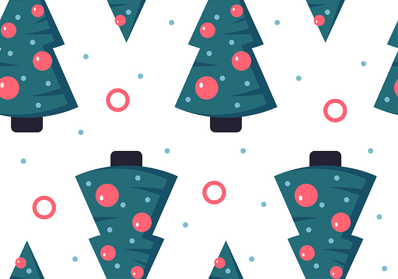 圣诞树,四方连续纹样,扁平化设计,季节,冬天,白色,纺织品,式样,纹理,平坦的
