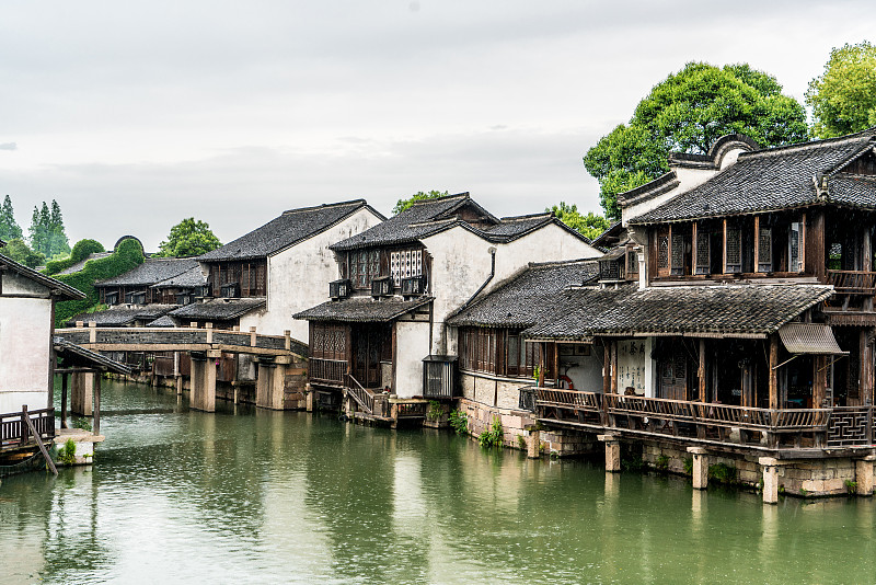 自然美,水乡,旅途,乌镇,世界遗产,云,黄昏,河流,运河,户外