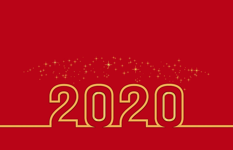 2020,贺卡,文字,矢量,焰火,式样,新年前夕,绘画插图,黄金