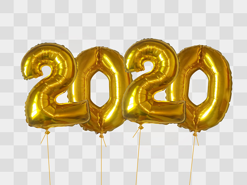 2020,黄金,气球,数字,铝箔,贺卡,背景分离,字母,华贵