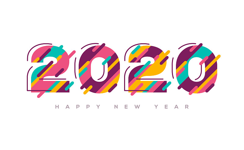 2020,新年前夕,色彩鲜艳,可爱的,商务,事件,贺卡,背景分离,传单,模板