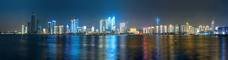 夜晚,青岛,天空,市区路,都市风景,现代,地形,海滩,海景,地板