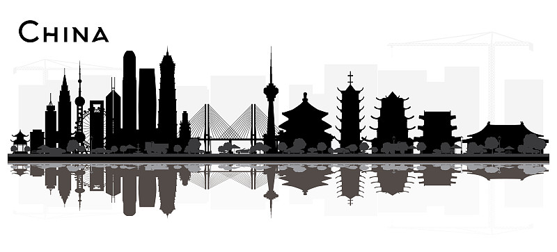 黑白图片,背景分离,北京,著名景点,乡村风格,绘画插图,旅行者,都市风景,亚洲,建筑外部