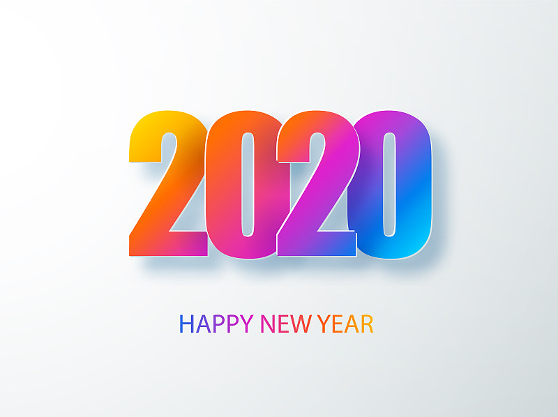 2020,贺卡,传单,新年前夕,现代,绘画插图,纸,幸福,文字