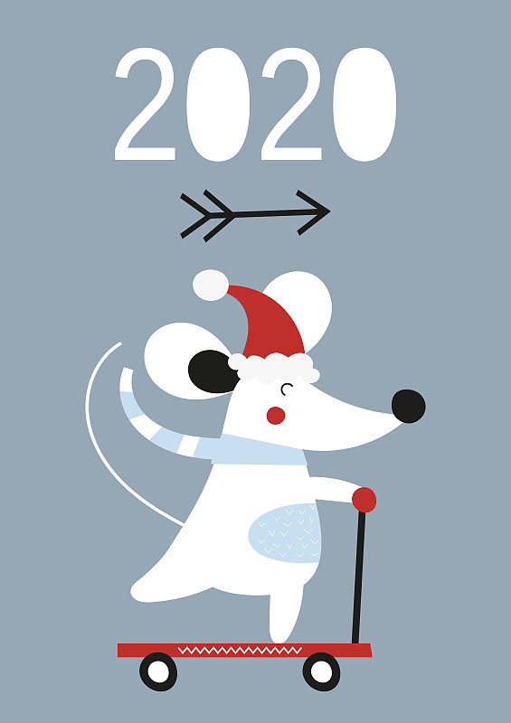 贺卡,新年前夕,2020,模板,哺乳纲,动物,儿童,吉祥物,幸福,奶酪