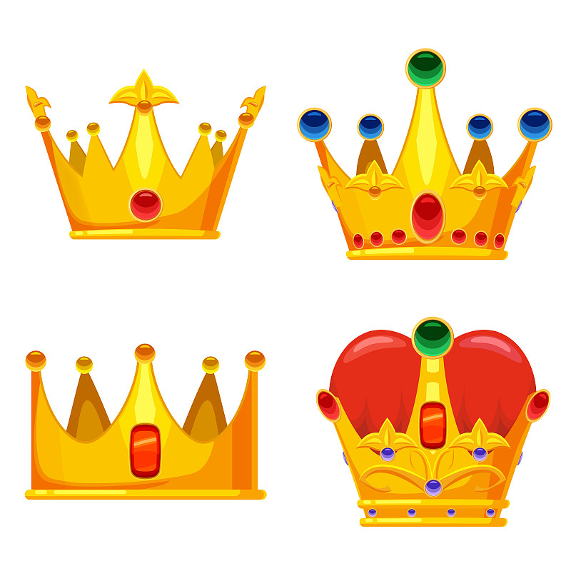 公主,符号,矢量,女王,卡通,王冠,时尚,黄金,珠宝,布置