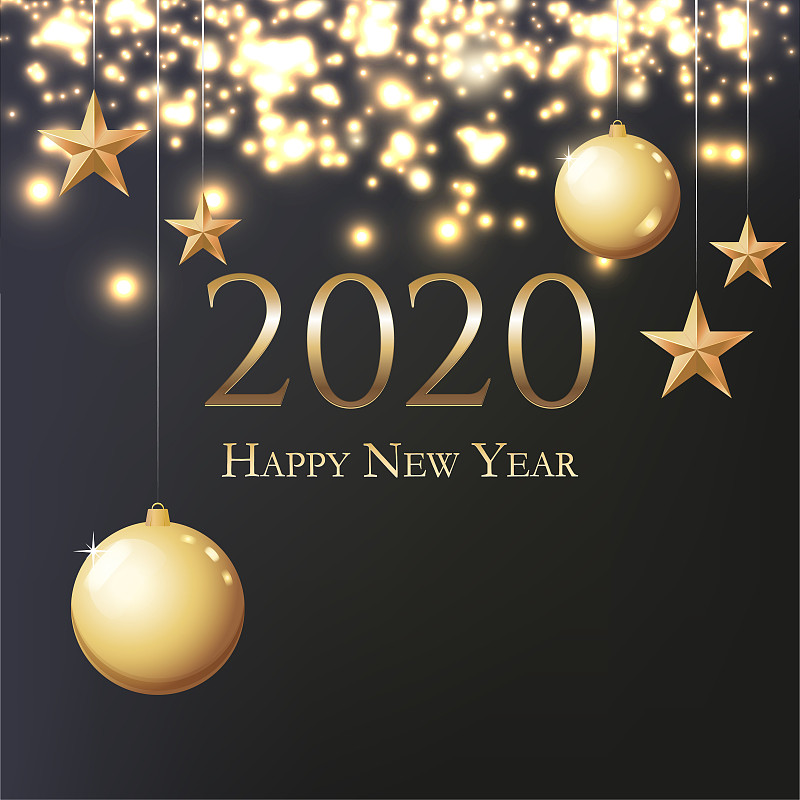 2020,贺卡,传单,新年前夕,绘画插图,晚会,文字,黄金