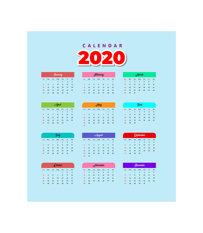 2020,日历,数字2,模板,商务,事件,月,新年前夕,一月,2018