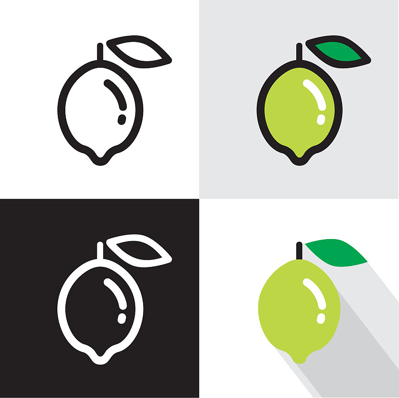 Lime,–,vector,icons,in,black,,white,and,green.