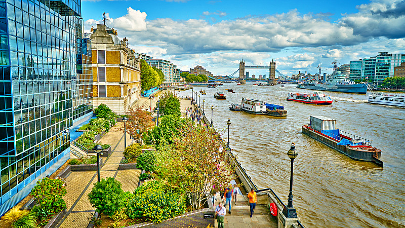 塔桥,伦敦,泰晤士河,航拍视角,国际著名景点,商务,城市生活,交通,英国,现代