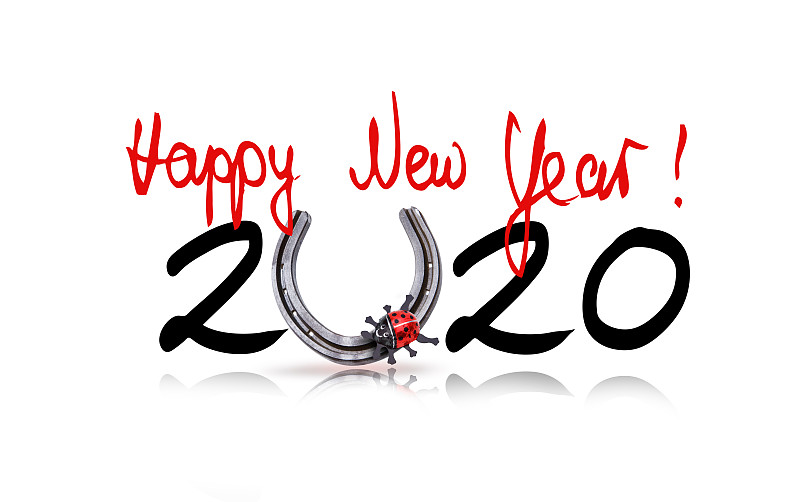 2020,新年前夕,马蹄铁,请柬,事件,贺卡,节日,护身符,标签,幸福