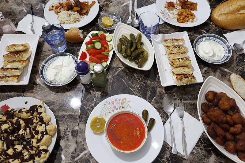 餐桌,传统,蔬菜,土耳其,清新,香料,华贵,食品,柠檬,餐具
