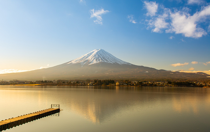 富士山,自然,曙暮光,雪,著名景点,湖,河流,户外,天空,晴朗