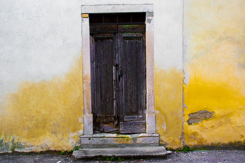 黄色,墙,门,砖,地板,复古风格,肮脏的,古董,古典式,户外