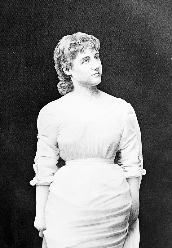 黑白图片,青年女人,1884,绘画插图,毕业礼服,自然美,传统,注视镜头,怀旧,沉思
