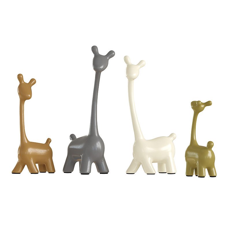 三维图形,小雕像,长颈鹿,多色的,白色背景,可爱的,传统,肖像,长的,脖子