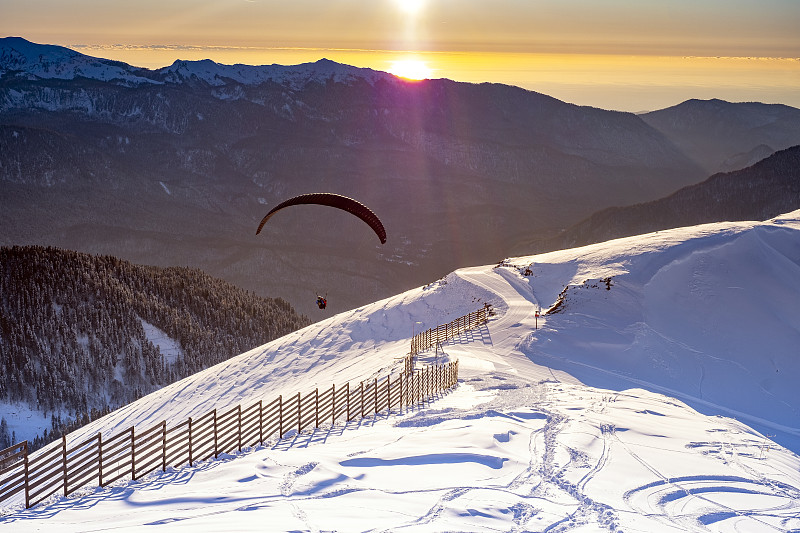 高崖跳伞,冬天,山,滑翔机,风险,人,运动,自由,风,图像