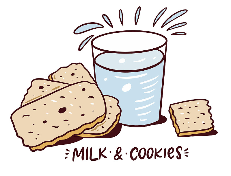 牛奶,绘画插图,卡通,矢量,饼干,玻璃杯,高雅,饮料,纸盒,食品
