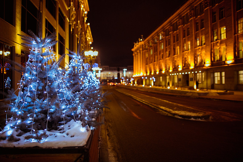 照明设备,新年前夕,户外,圣诞树,索非亚,基辅,背景聚焦,室内过夜,国内著名景点