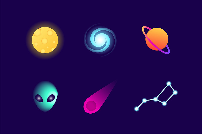 太空,计算机图标,多色的,矢量,技术,行星,天空,绘画插图,圆形,科学