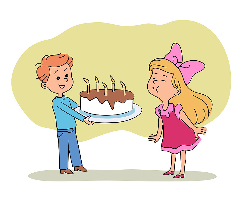 蛋糕,拿着,女孩,男孩,蜡烛,可爱的,事件,小的,甜点心,甜食