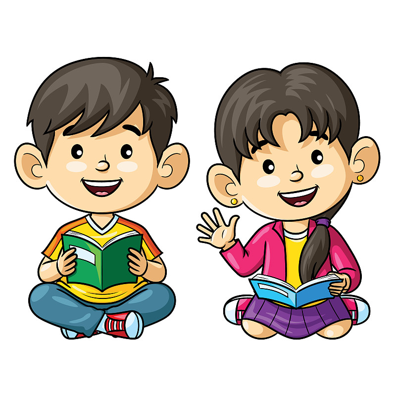 儿童,卡通,书,手册,可爱的,小学,图书馆,学龄前儿童,小的,童年