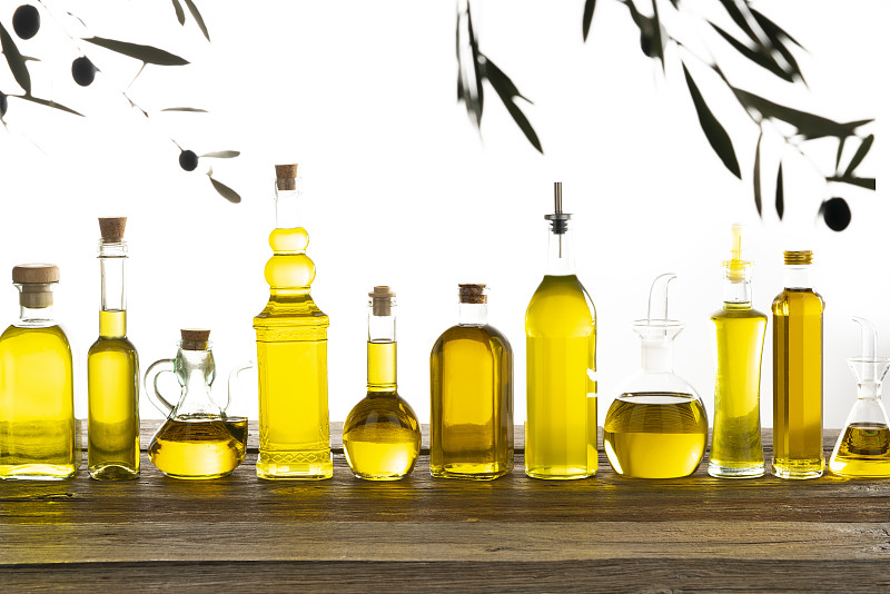 橄榄油,瓶子,白色,成一排,木制,分离着色,农业,蔬菜,清新,背景分离