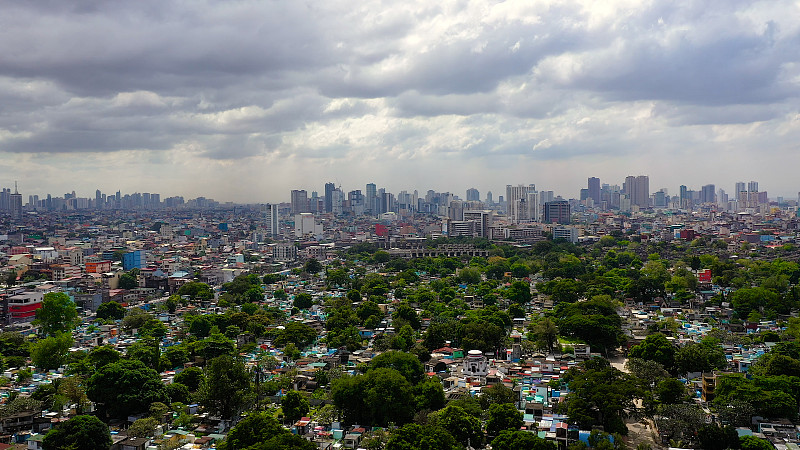 菲律宾,马尼拉,航拍视角,横截面,顶部,云,公路,现代,城市扩张,土穴