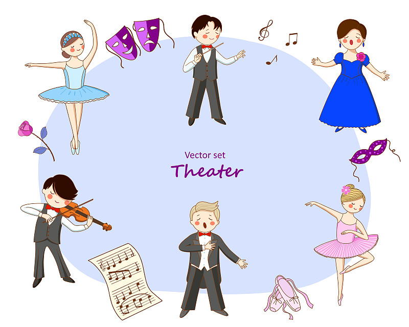 戏剧表演,矢量,管弦乐队,玫瑰,背景分离,交响乐团,女人,舞台,绘画插图,卡通