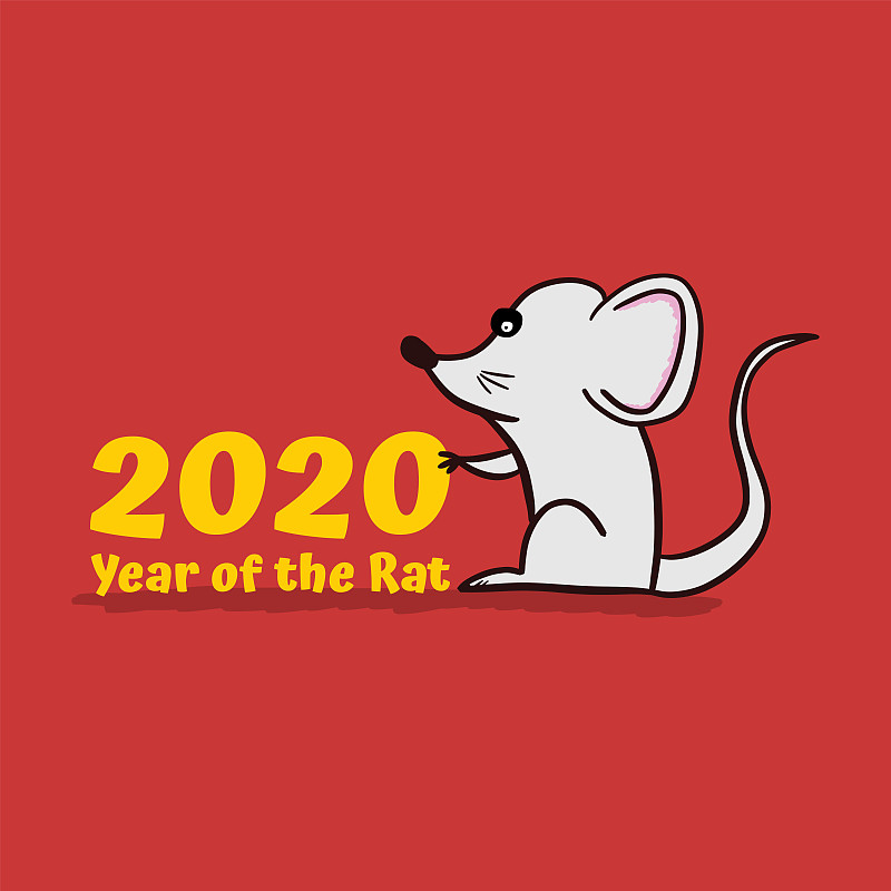 鼠年,十二生肖,日历,可爱的,2020,贺卡,背景分离,春节,中文,新年前夕