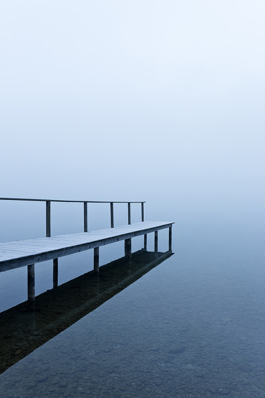 雾,湖,栈桥码头,山,透明,安静,视点,厚木板,人造钻石,自然荒野区