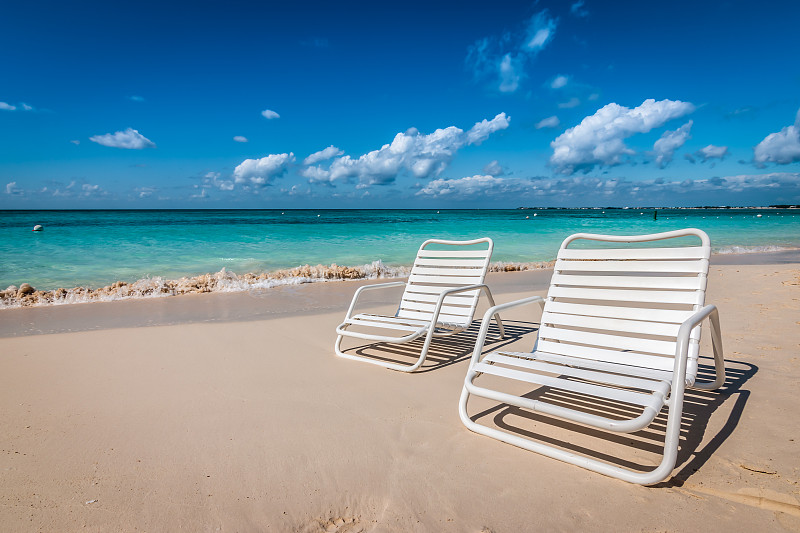 开曼群岛,大卡曼,白色,两个物体,七英里海滩,户外椅,热,热带气候,塑胶,椅子