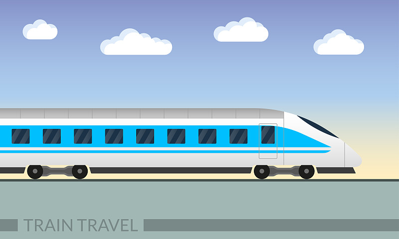 现代,马轿,绘画插图,乘客,火车,矢量,车站月台,旅途,高速列车