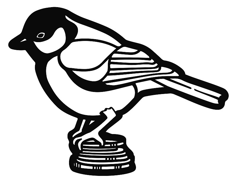 鸟类,矢量,绘画插图,山雀,数码图形,线条,垒起,复古风格,小的,动物