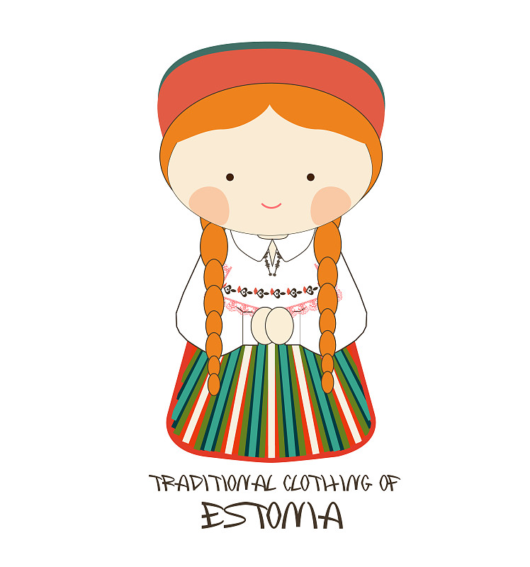 传统服装,爱沙尼亚,可爱的,真实的人,传统,贺卡,背景分离,北欧血统,纺织品,纸盒