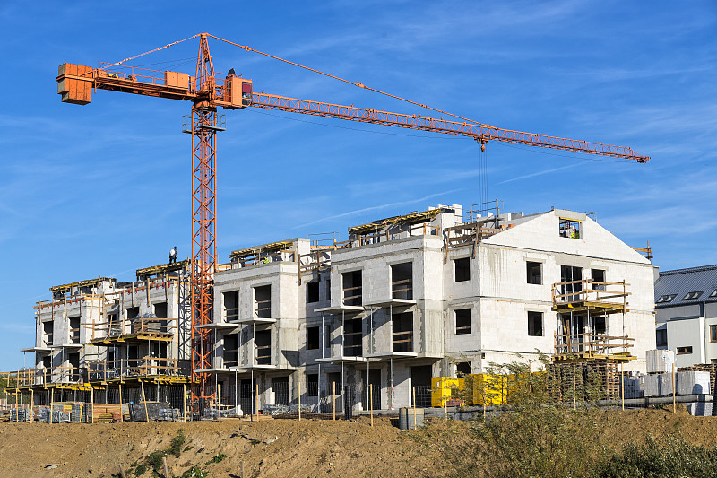 新的,公寓,建筑工地,商务,房屋建设,波兰,现代,工程,建筑业,商业金融和工业