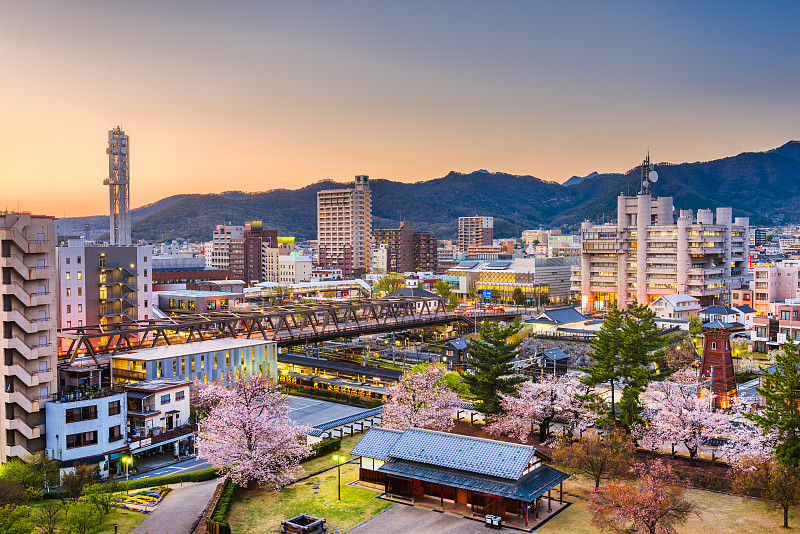 春天,都市风景,日本,商务,视角,景观设计,曙暮光,贾府的小镇,黄昏,现代