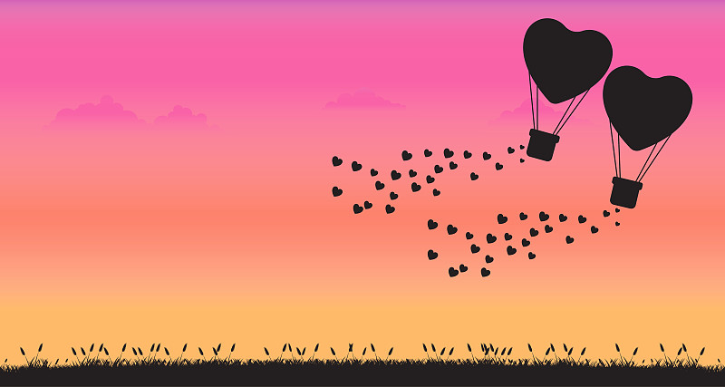 气球,心型,背景,飞艇,贺卡,背景分离,风,浪漫,云,情人节卡