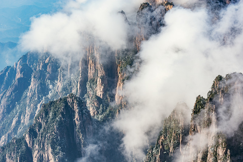 云,黄山山脉,山顶,湿,云景,环境,中国,东亚,岩石,户外