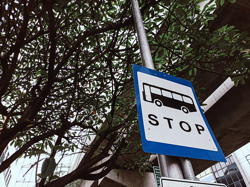 巴士,停止标志,商务,空的,汽车,交通,现代,车站,路边,户外