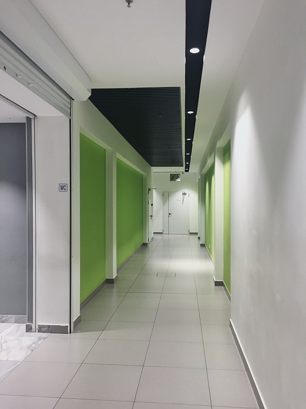 走廊,门,白色,绿色,颜色,商务,空的,灰色,长的,地板