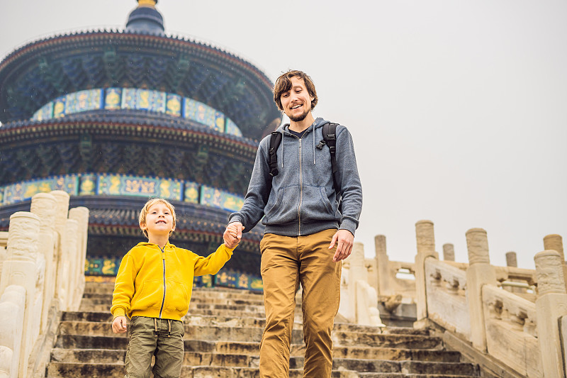 家庭,北京,中国,儿童,旅游目的地,一个物体,天坛,概念,父亲,美因河