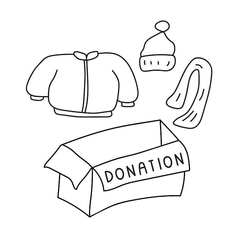 衣服,概念,捐款箱,背景分离,纺织品,慈善捐赠,模板,社区,盒子,绘画插图