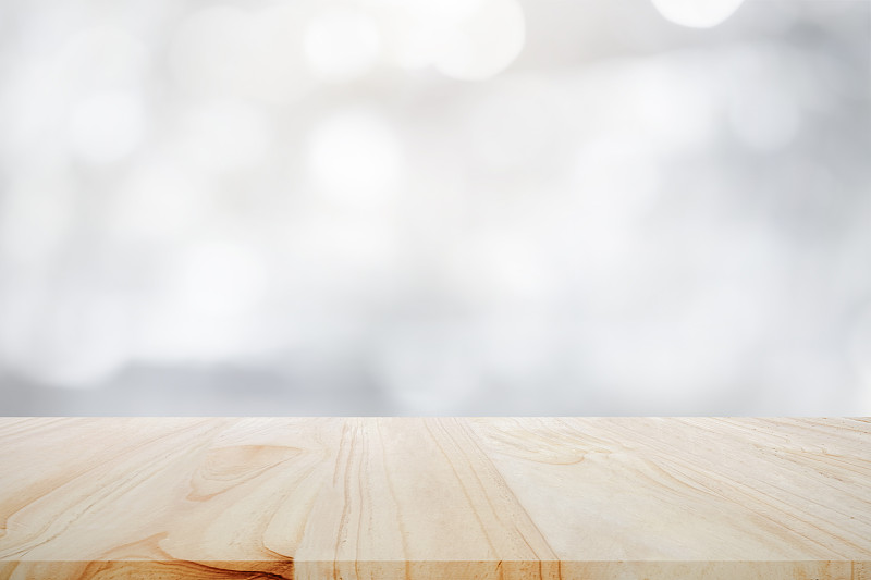 Empty,wooden,table,for,present,product,on,white,bokeh,blur,backg,in,Chiang,Mai,,?.?????????,,Thailand