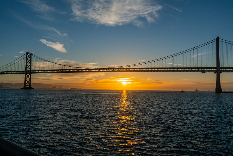 黎明,桥,在下面,海湾,国际著名景点,曙暮光,云,黄昏,加利福尼亚,著名景点