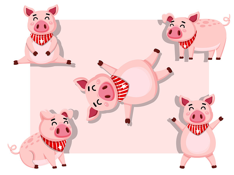 可爱的,猪,动物,绘画插图,卡通,幸福,矢量,农业,背景分离,玩具