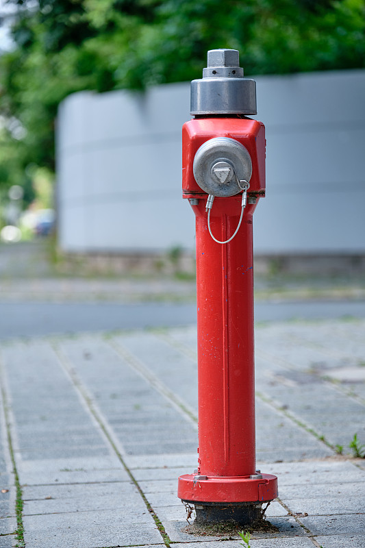 消防栓,一个物体,人行道,红色,站